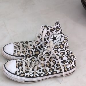 Converse Women's Black and Brown Leopard High-Tops